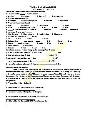 Đề thi học kì 1 môn Tiếng Anh 6